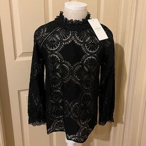 SEZANE Elegant Black Lace Top